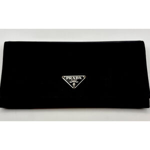 Prada Tessuto Nylon Logo Black Long Wallet